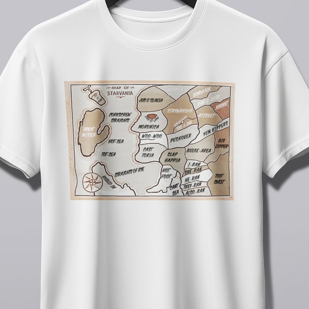 THREE STOOGES MAP OF STARVANIA "T" SHIRT